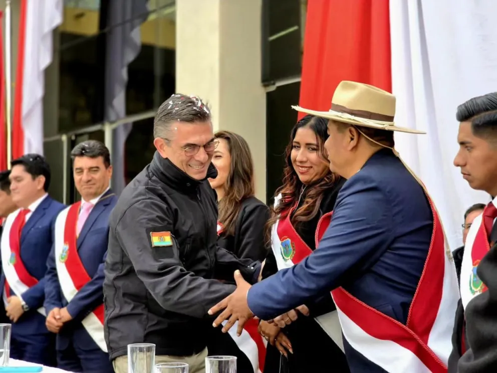 El presidente Rodrigo Paz en la ciudad de Tarija. Foto: DIRCOM