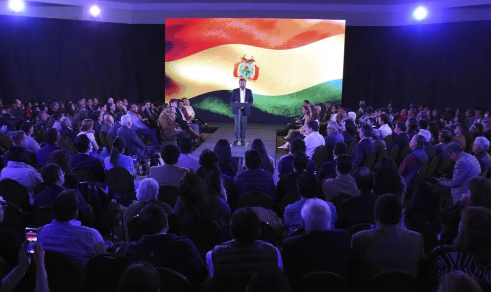 Samuel Doria Medina, líder de Unidad Nacional y de la alianza Unidad, en la presentación de su plan en 2024. Foto: APG