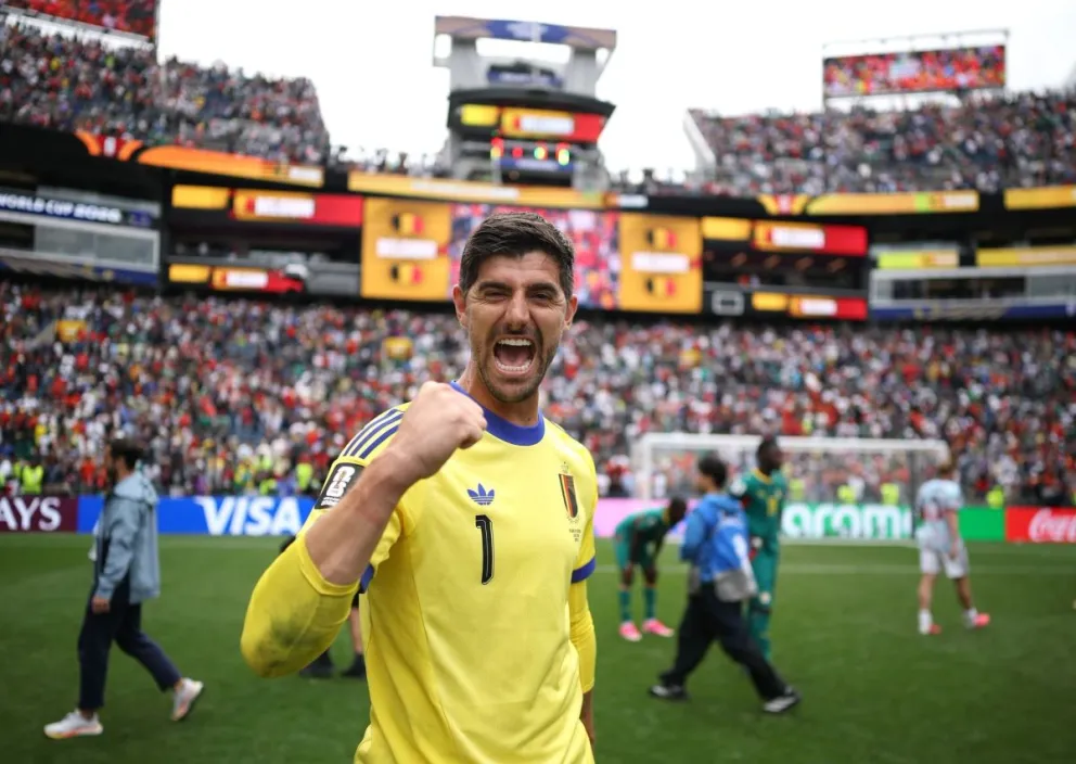 Courtois festeja tras un encuentro mundialista. Foto: Selección de Bélgica.