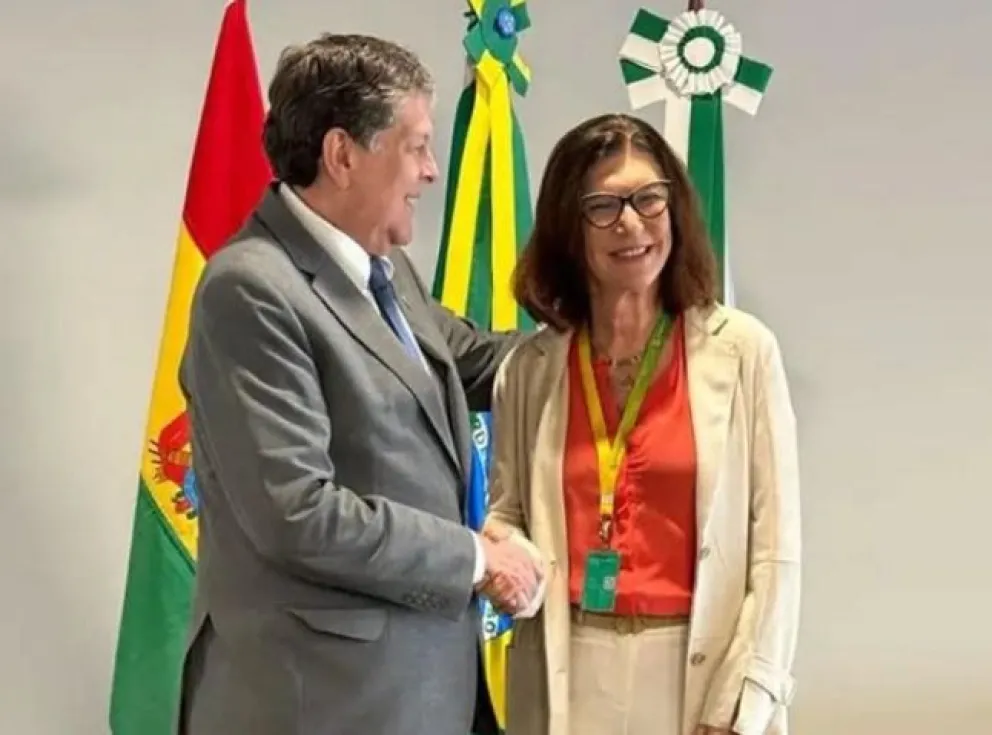 El ministro de Hidrocarburos, Marcelo Blanco, y la presidente de Petrobras, Magda Chambriard. Foto: RRSS de Blanco 