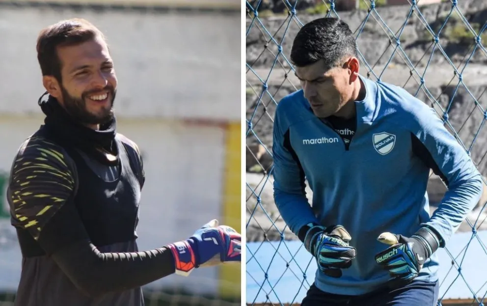 Rodrigo Banegas (izq.) y Carlos Lampe, los goleros titulares de The Strongest y Bolívar.