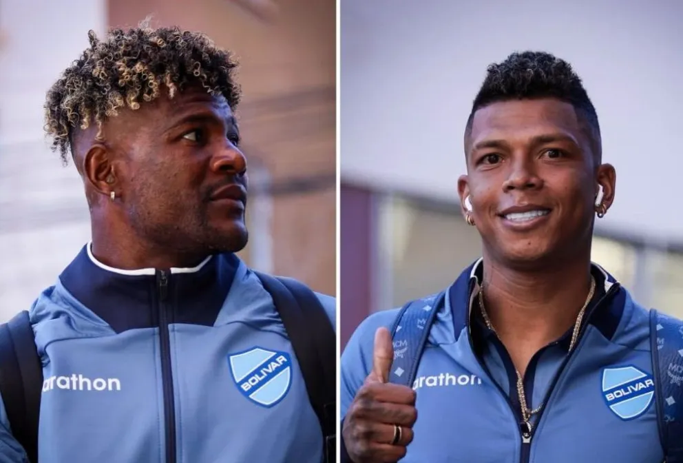 Asprilla (izq.) y Arce, en su llegada al Siles para el clásico. Fotos: Club Bolívar.