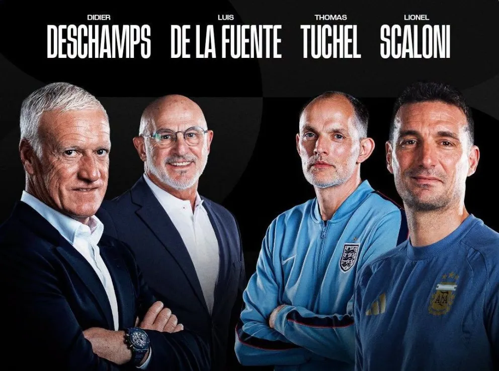 Los técnicos de las cuatro selecciones semifinalistas. Arte: FIFA.
