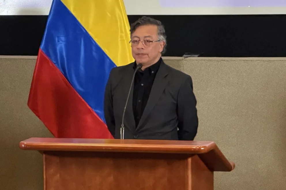 El presidente de Colombia, Gustavo Petro, durante una rueda de prensa, en Washington DC (EEUU). Foto: EFE