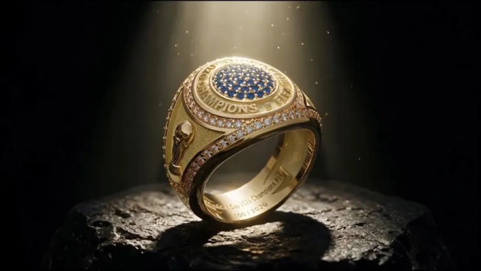 El diseño de los anillos que se entregarán a los campeones del mundo. Foto: FIFA.