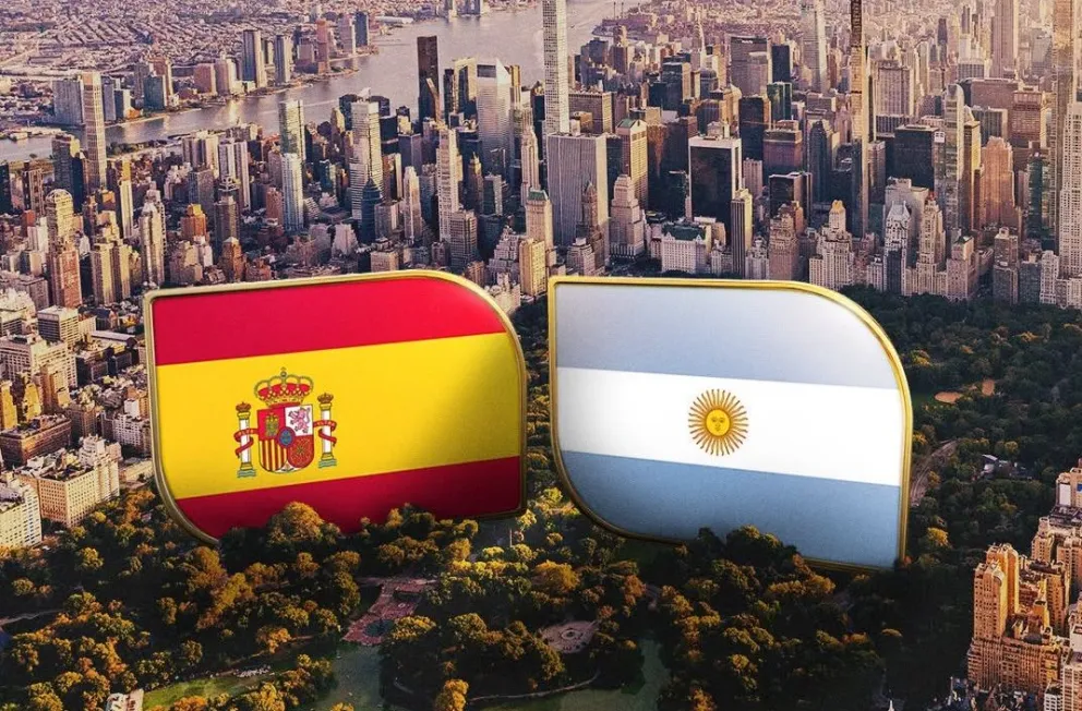 Las banderas de España y Argentina en el mítico Central Park. Foto: FIFA.