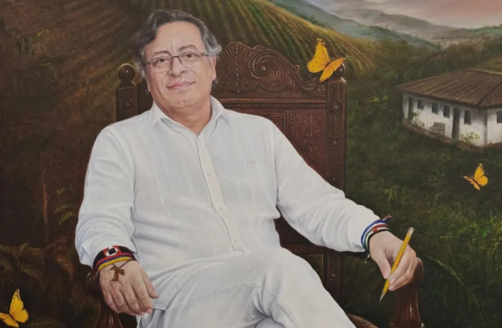 Fotografía tomada de la cuenta oficial en X @petrogustavo que muestra una pintura en la que aparece el mandatario colombiano, Gustavo Petro. EFE/ @petrogustavo