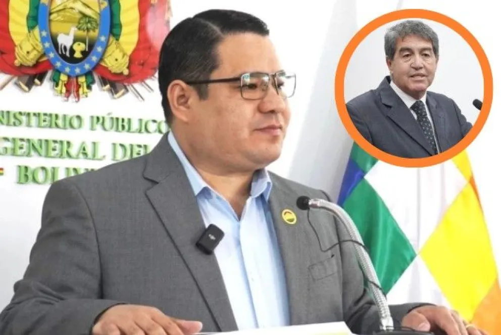 El fiscal general del Estado, Roger Mariaca, en conferencia de prensa. Foto FGE