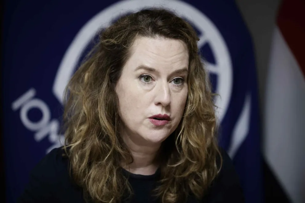 La directora de la Organización Internacional para las Migraciones (OIM), Amy Pope, habla durante una entrevista con EFE en San José (Costa Rica). EFE