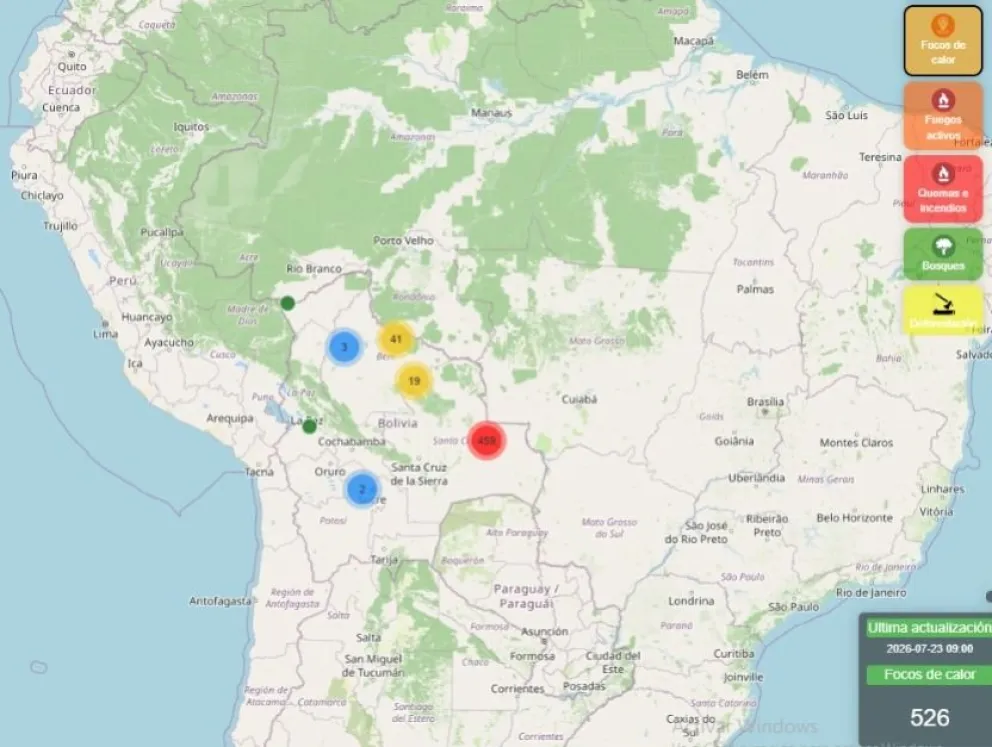 Una imagen del Sistema de Información y Monitoreo de Bosques (SIMB). Foto: Captura de imagen