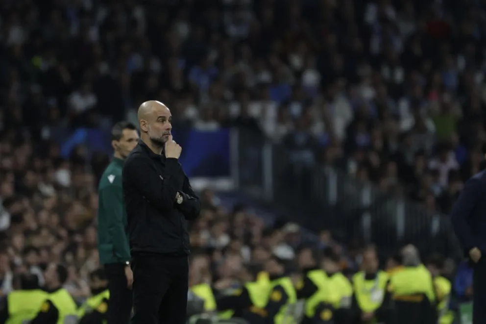 Guardiola en un partido pasado del Manchester City. Foto: EFE.
