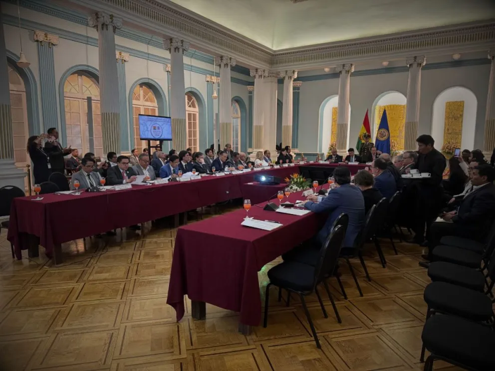 La reunión de la OEA con autoridades nacionales, el miércoles. Foto: Cancillería 