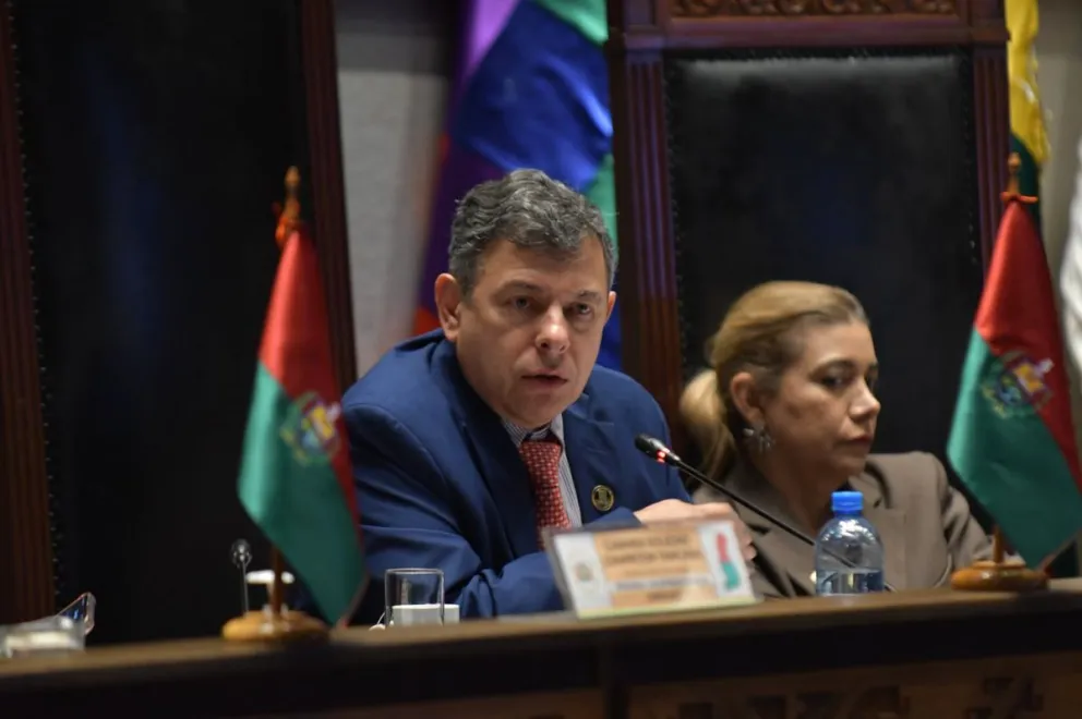 El presidente del Senado, Diego Ávila, en la sesión que aprobó la Ley de Adecuación de Financiamiento de Obligaciones Públicas. Foto: Senado 