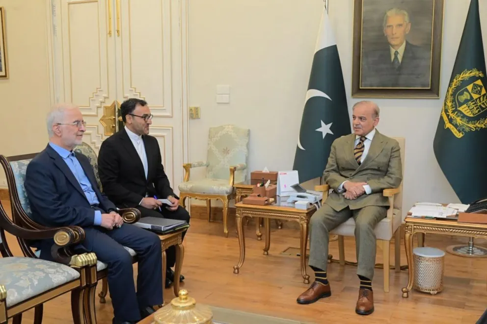 El ministro de Interior iraní, Eskandar Momeni (i), reunido en Islamabad con el primer ministro paquistaní, Shahbaz Sharif (d). Foto: EFE