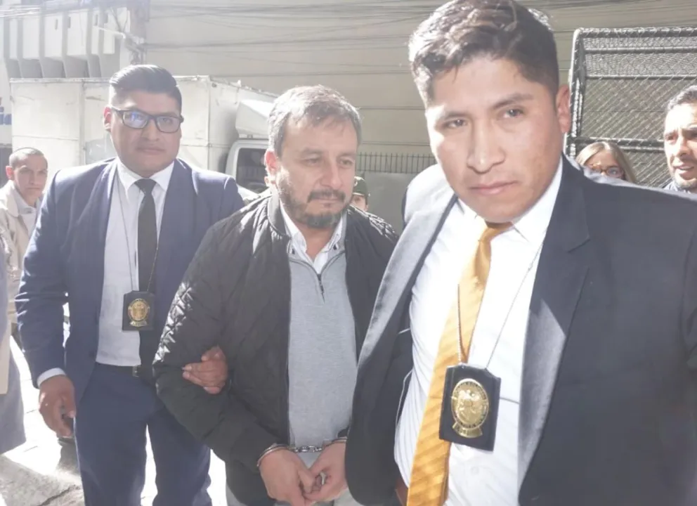 Medinaceli cuando fue trasladado a la Fiscalía. Foto: APG 
