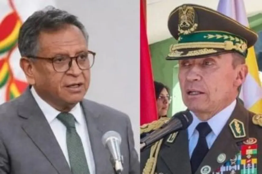 El ministro de Gobierno, Marco Antonio Oviedo, y el comandante de la Policía, Mirko Sokol. Foto RRSS