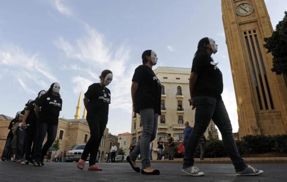 Una protesta contra la pena de muerte ante el parlamento libanés, el 10 de octubre de 2011 en Beirut, Líbano. Foto: EFE