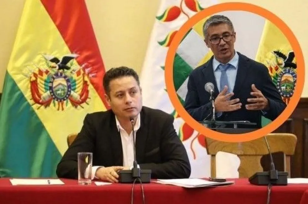 El vicepresidente Edmand Lara y el ministro de Economía, José Gabriel Espinoza. Foto: Composición