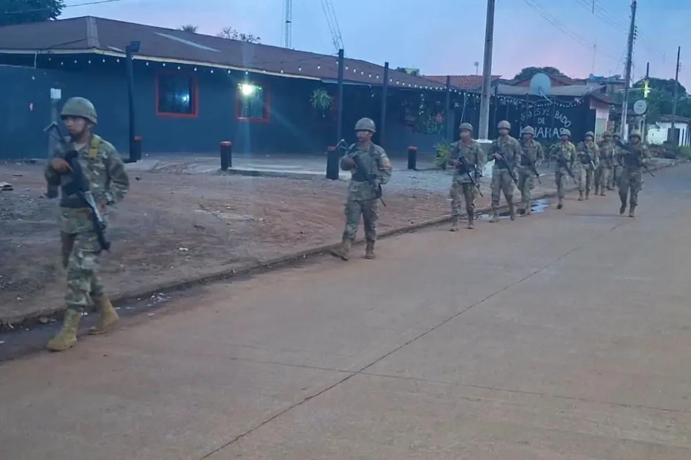 Despliegue de militares en San Matías. Foto: RÚA/Erbol