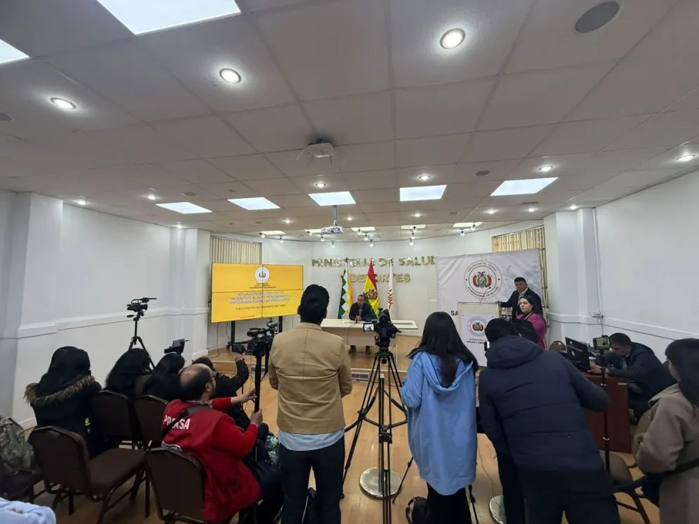 Una conferencia anterior en el Ministerio de Salud y Deportes. Foto: Viceministerio de Deportes. 