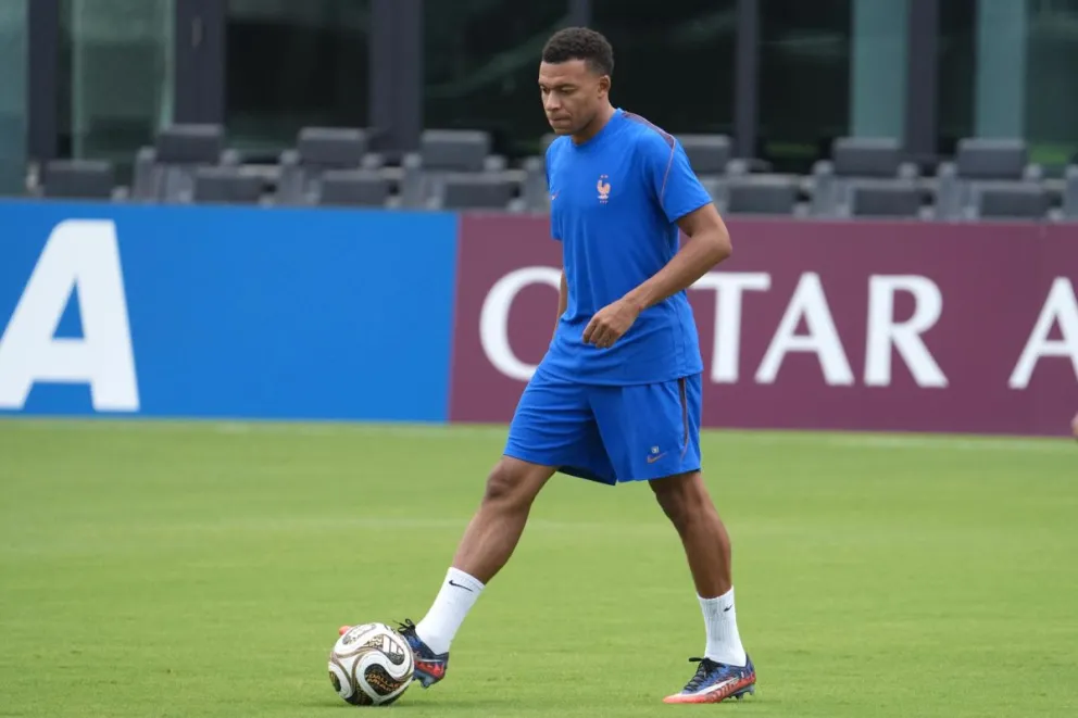 Mbappé, durante la práctica del Real Madrid. Foto: EFE.