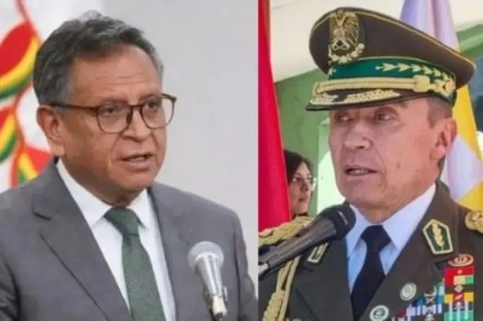 El ministro de Gobierno, Marco Antonio Oviedo, y el comandante de la Policía, Mirko Sokol. Foto RRSS
