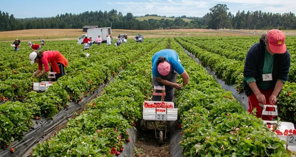 Cosecha de frutas en Chile, labor para la que contratan a jóvenes bolivianos. Foto: Portal El Ciudadano