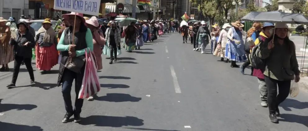 Una marcha de protesta en La Paz. Foto Unitel