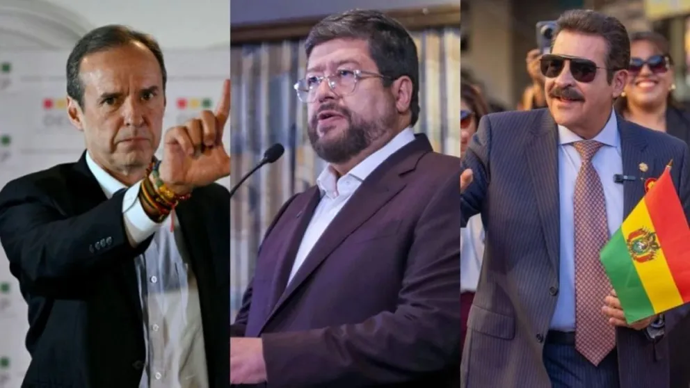 Los líderes políticos, Jorge Tuto Quiroga (Libre), Samuel Doria Medina (Unidad) y Manfred Reyes Villa (Súmate). Foto: RRSS/Facebook