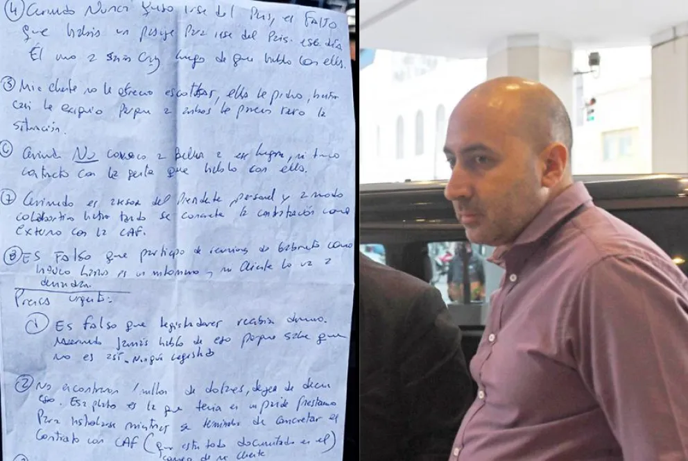 Fernando Cerimedo trata de ocultar su rostro cuando llegó a juzgado la tarde del jueves. Foto archivo