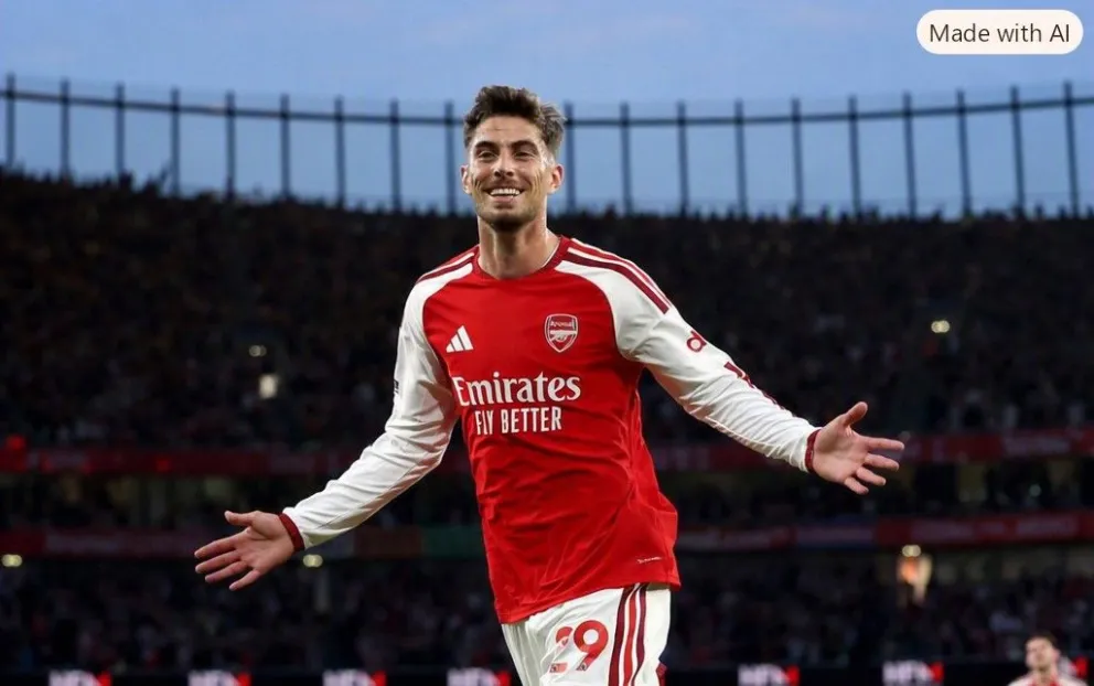Kai Havertz festeja el primer gol del Arsenal en el triunfo ante el Coventry City. Crédito: Premier League