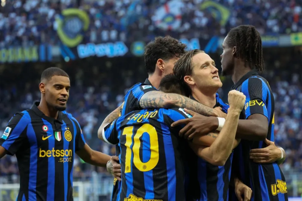 Jugadores del Inter celebran uno de sus goles en el partido frente a Monza. Foto: EFE