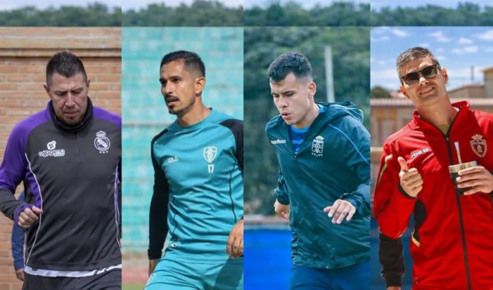 Juan Pablo Rioja (izq.), de Real, Marwin Bejarano (Tomayapo), Moisés Villarroel (Blooming) y Leandro Corulo (Real Oruro).
