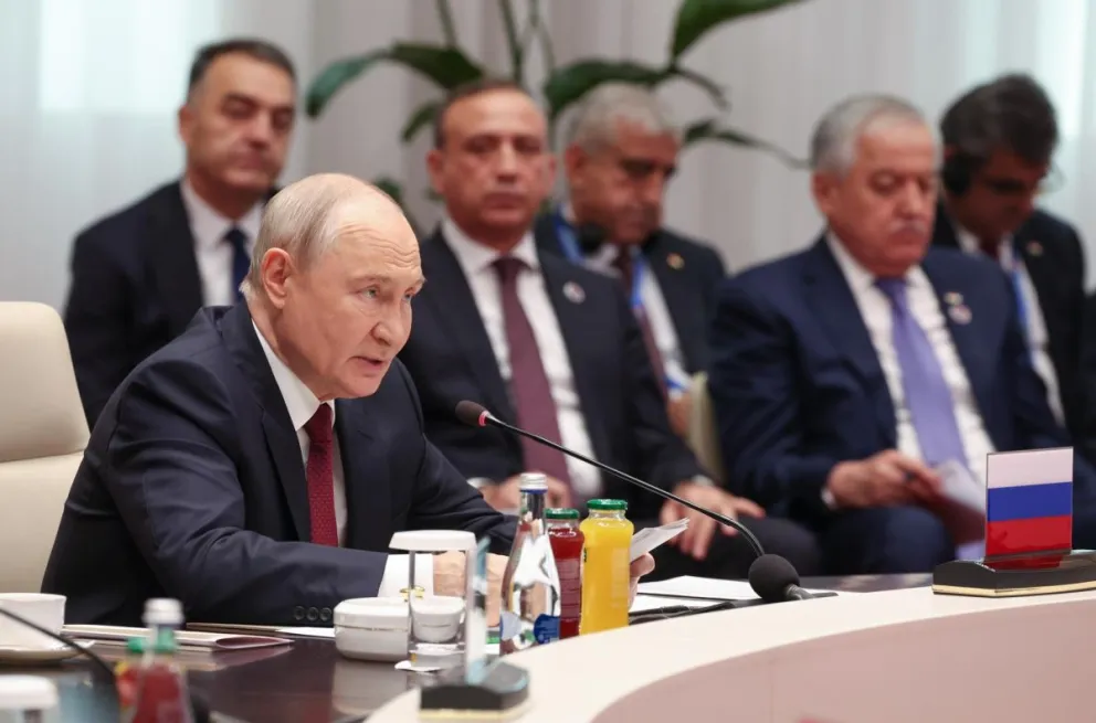 El presidente ruso, Vladímir Putin, este martes durante su participación en la cumbre de la Organización de Cooperación de Shanghái (OCS) en Biskek, Kirguistán. Foto: EFE