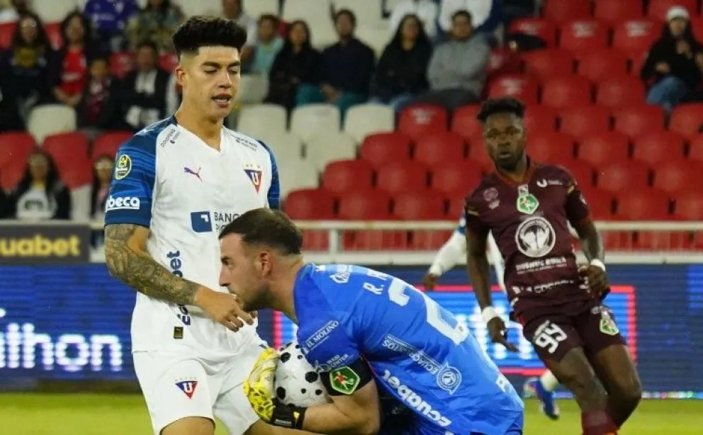 Gabriel Villamil en el partido que Liga de Quito disputó con el Mushuc Runa. Crédito: primicias.ec