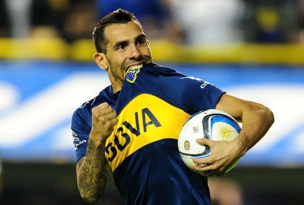 Tevez con la camiseta de Boca Juniors, se programa su despedida del club para diciembre. Foto. TyC