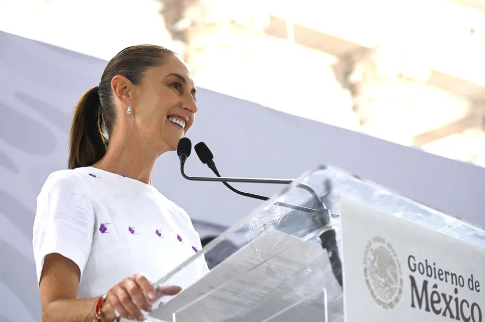 La mandataria mexicana, Claudia Sheinbaum, durante un acto protocolario en la ciudad de Monterrey (México). Foto: EFE