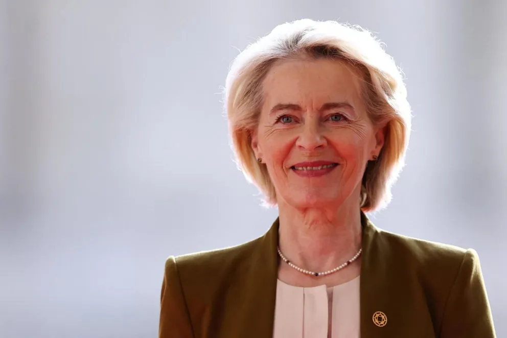 La presidenta de la Comisión Europea, Ursula von der Leyen, hoy en la Cumbre Espacial Internacional que se celebra en París (Francia). Foto: EFE