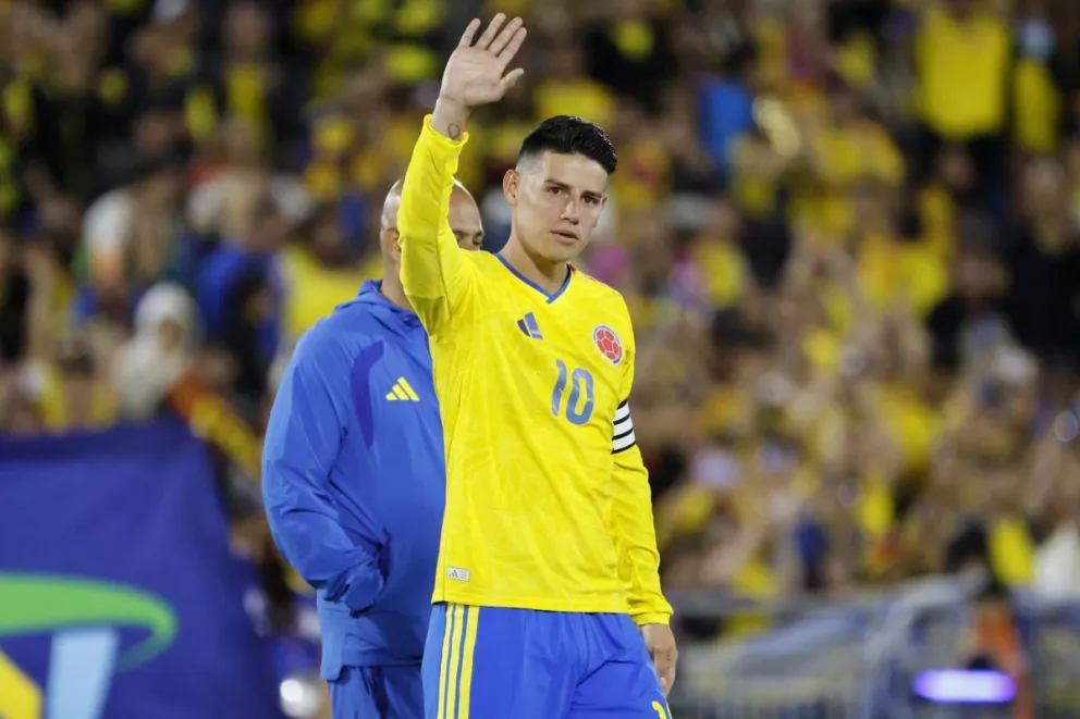 Un partido anterior de James con la casaca de la selección colombiana. Foto. EFE