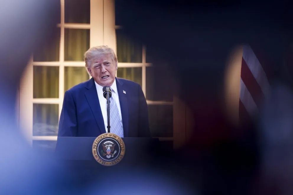 El presidente de EEUU, Donald Trump, durante un acto con cazadores y pescadores este jueves en la Rosaleda de la Casa Blanca en Washington, DC, EEUU.  Foto: EFE