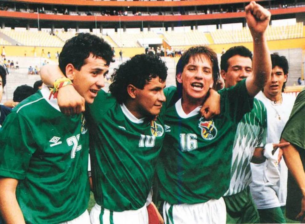 La celebración de los jugadores de la verde en el estadio Monumental de Guayaquil. Foto: ESF