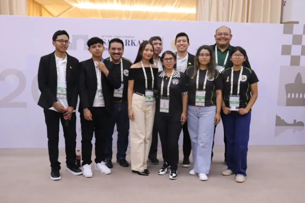 Los representantes que estuvieron en la olimpiada Mundial. Foto: Federación Boliviana de Ajedrez