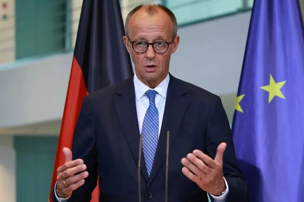 El canciller alemán Friedrich Merz durante una reunión con representantes del sector económico en la Cancillería de Berlín, Alemania. Foto: EFE