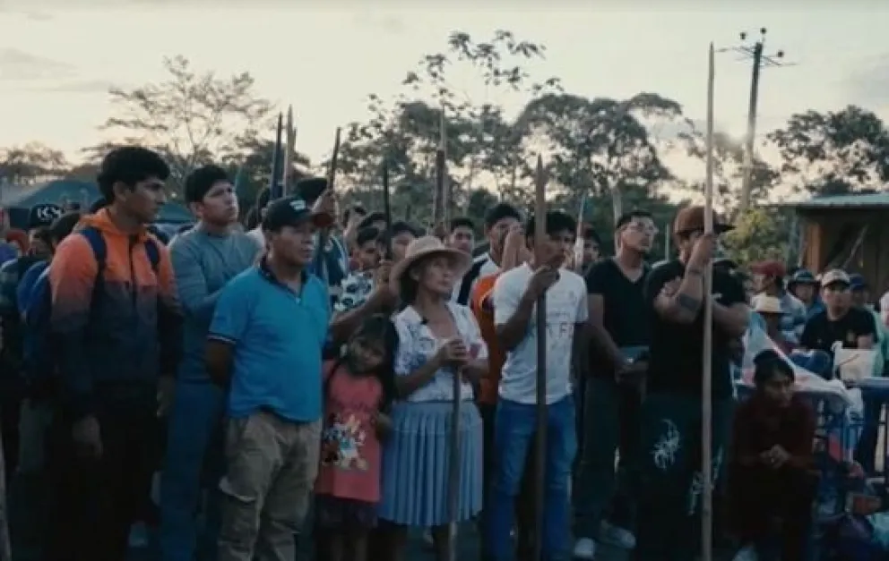 Parte del cordón de seguridad que rodea al expresidente Evo Morales. Foto: Captura de imagen
