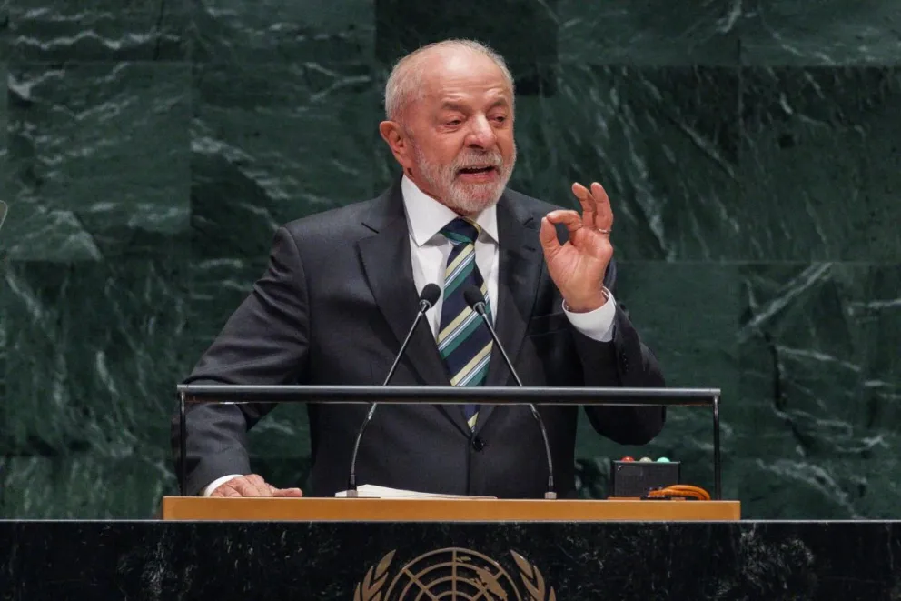 El presidente de Brasil, Luiz Inácio Lula da Silva, habla durante el Debate General del 81.º período de sesiones de la Asamblea General de las Naciones Unidas (ONU), en la sede de las Naciones Unidas en Nueva York, Nueva York, Estados Unidos. Foto: EFE 