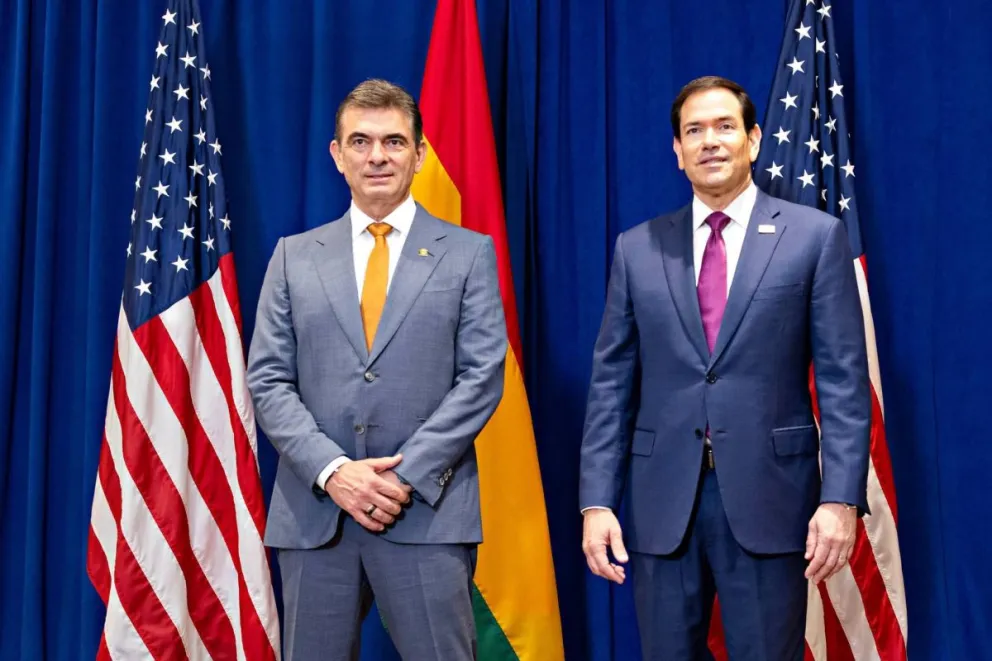 El presidente Rodrigo Paz y Marco Rubio en EEUU. Foto archivo: RRSS de Paz 