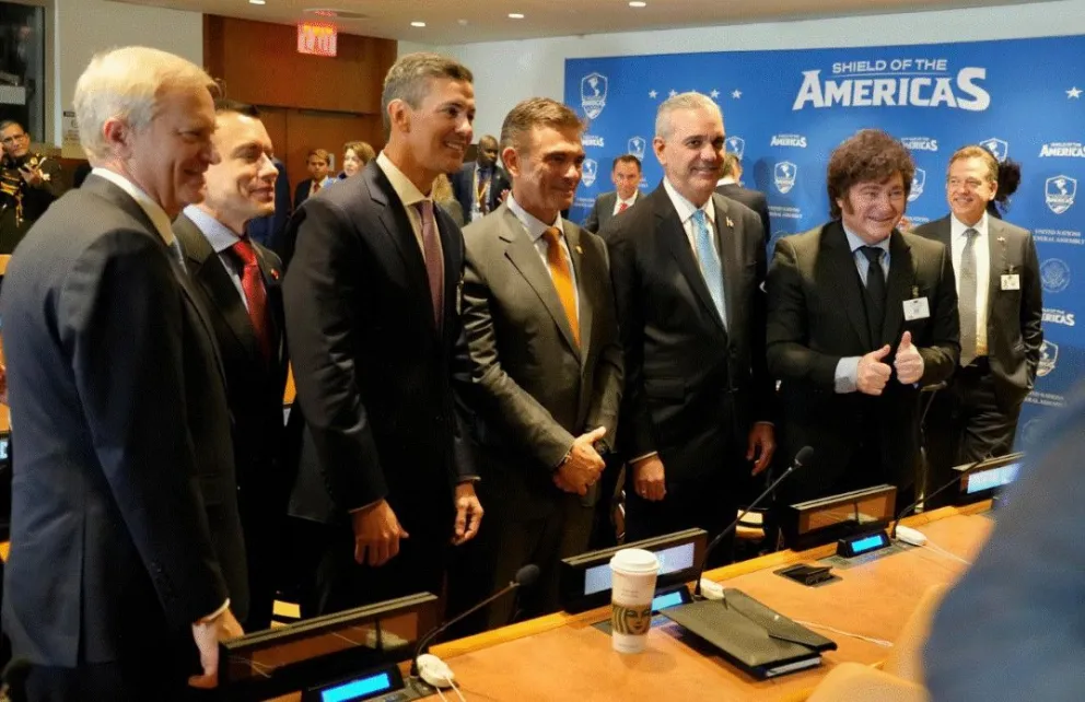 Junto con otros mandatarios, el presidente Rodrigo Paz participó en la reunión de la alianza realizada en Nueva York, junto con otros mandatarios de la región. Foto: X de la Oficina del Presidente de la República Argentina, Javier Gerardo Mile