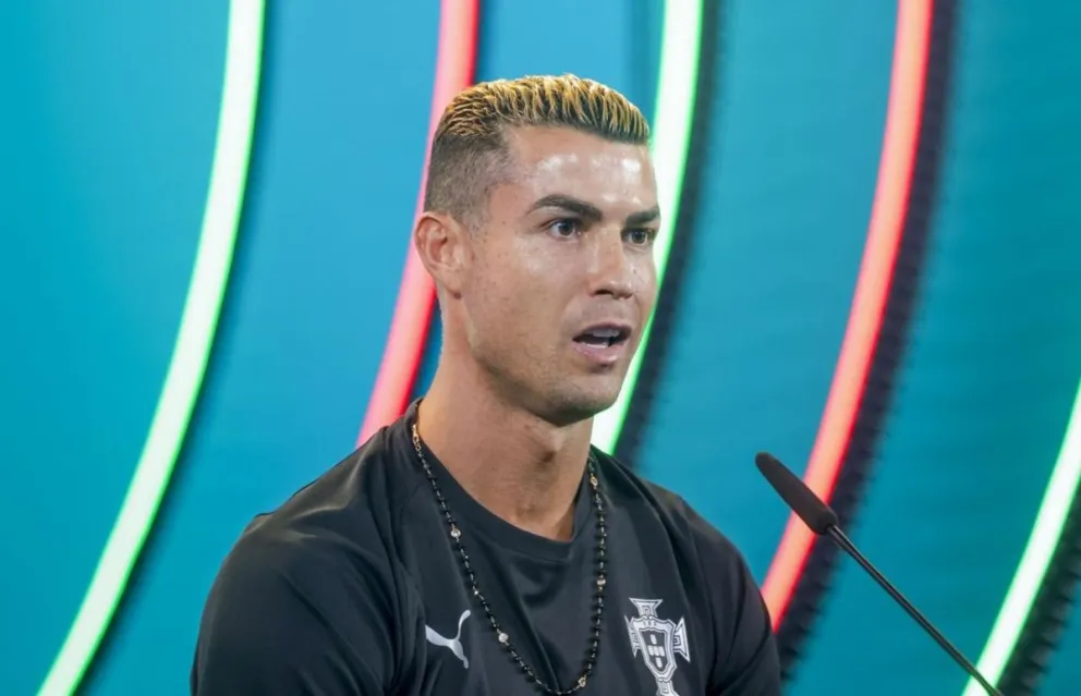 Cristiano Ronaldo durante la conferencia de prensa que ofreció este miércoles. Foto: EFE