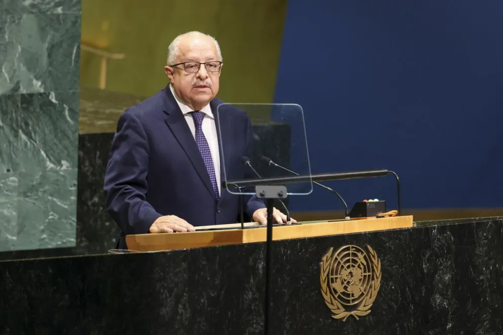 El ministro de Asuntos Exteriores de Guatemala, Carlos Ramiro Martínez, interviene durante el debate general del 81.º período de sesiones de la Asamblea General de las Naciones Unidas en la sede de las Naciones Unidas en Nueva York. Foto: EFE