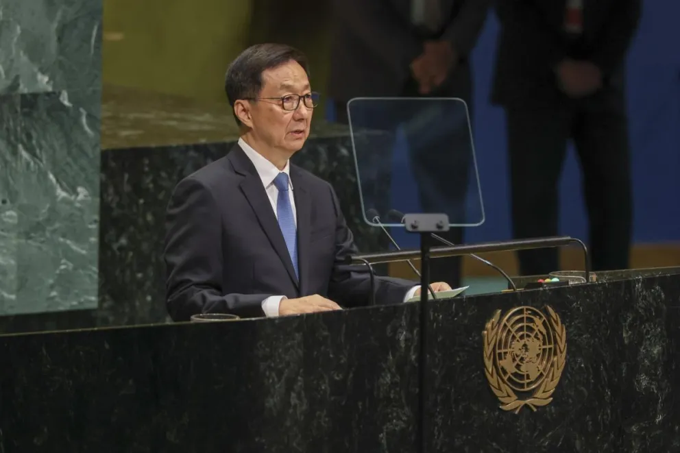 El vicepresidente de China, Han Zheng, habla durante el Debate General de la 81ª sesión de la Asamblea General de las Naciones Unidas (AGNU) en la Sede de las Naciones Unidas en Nueva York, Nueva York, EE. UU. Foto: EFE